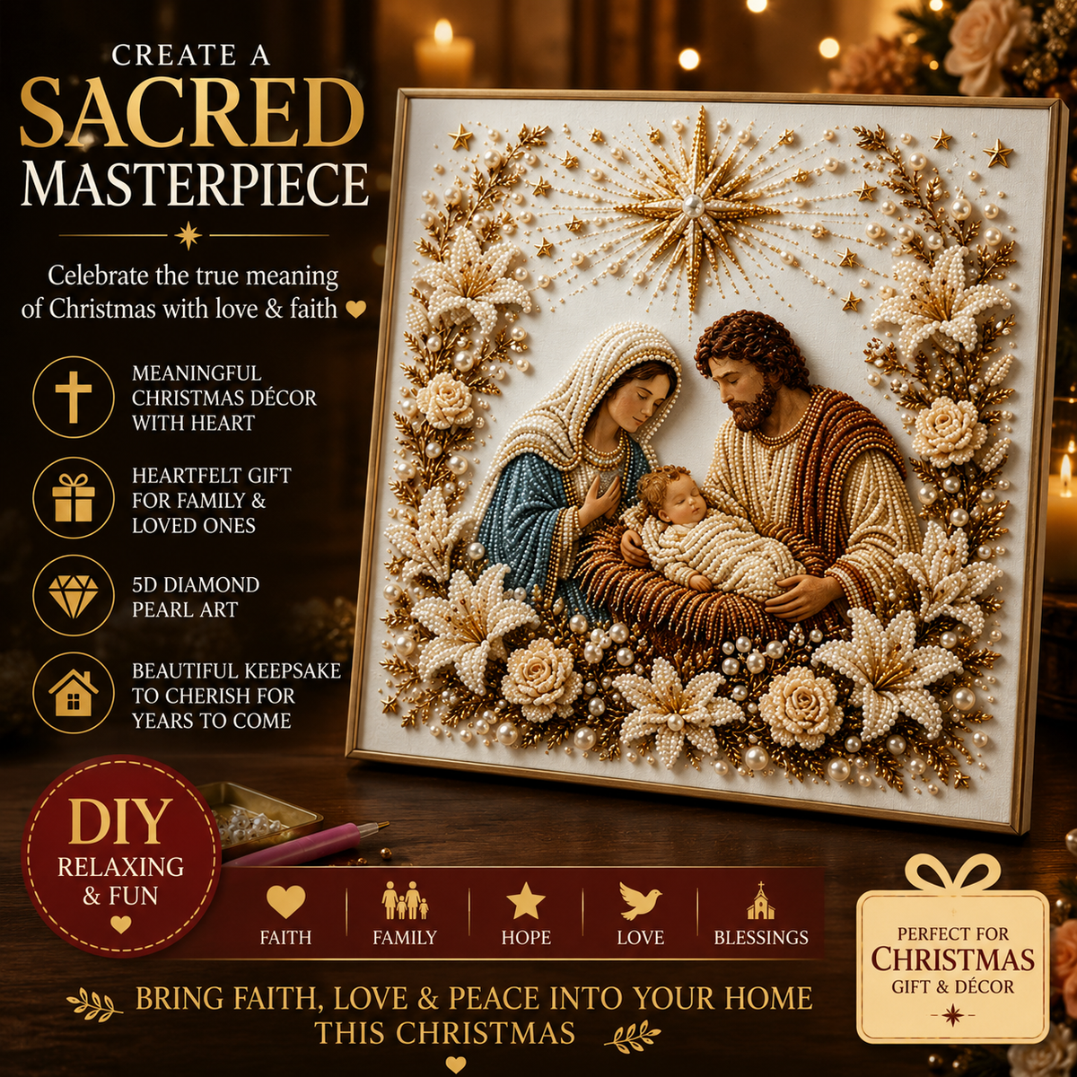 5D Nativity Diamond Painting Kit