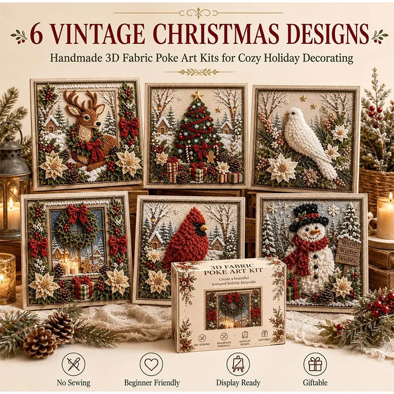 3D Christmas Fabric Poke Art Kit