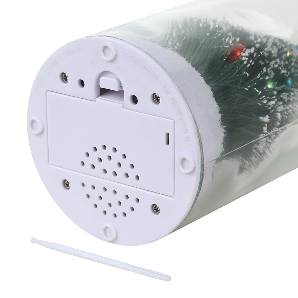 Recorder base and speaker inside the Christmas tree bottle