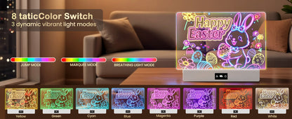 Eight LED light modes and color effects on the glow drawing board