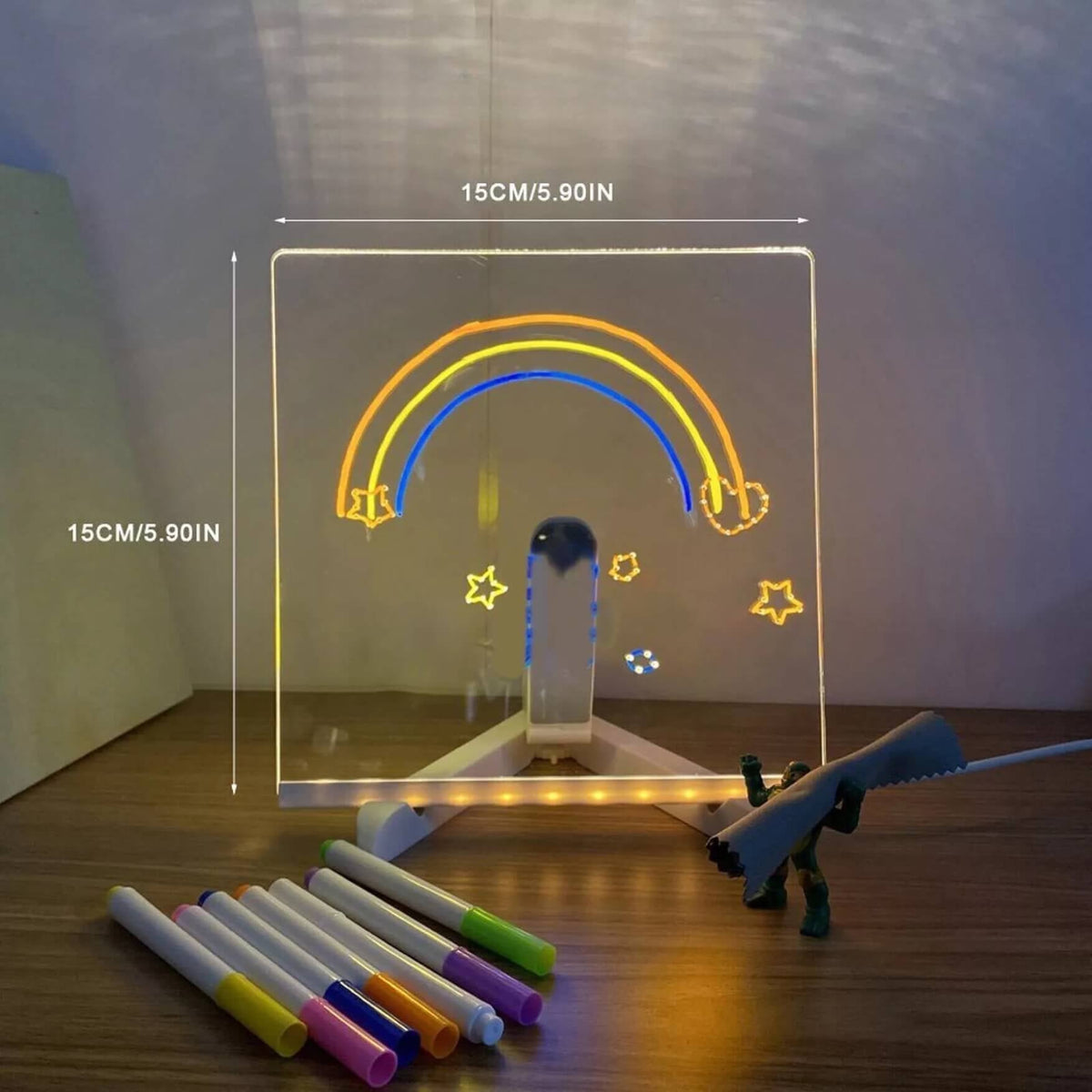 LED drawing board size and dimensions with neon markers