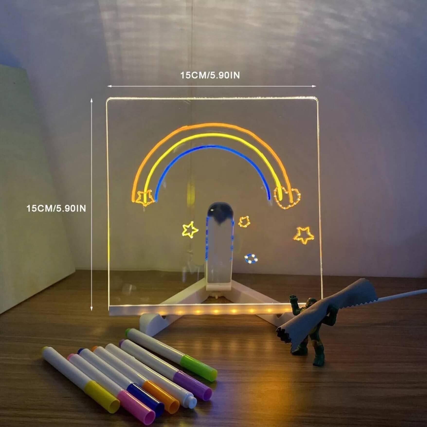LED drawing board size and dimensions with neon markers