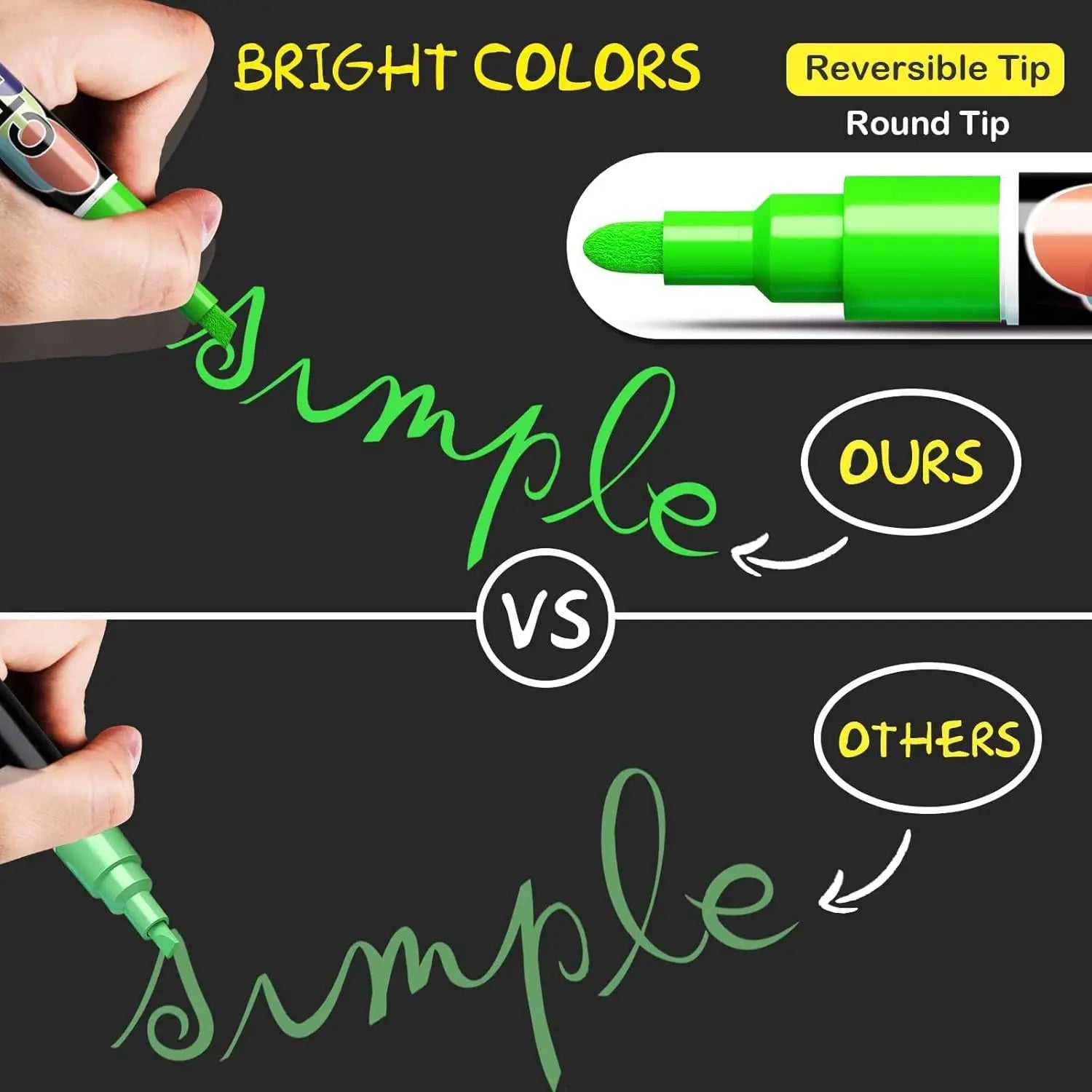 12-Color Washable Liquid Chalk Markers – Wet Erase Neon Pens for Glass, Blackboard & Windows