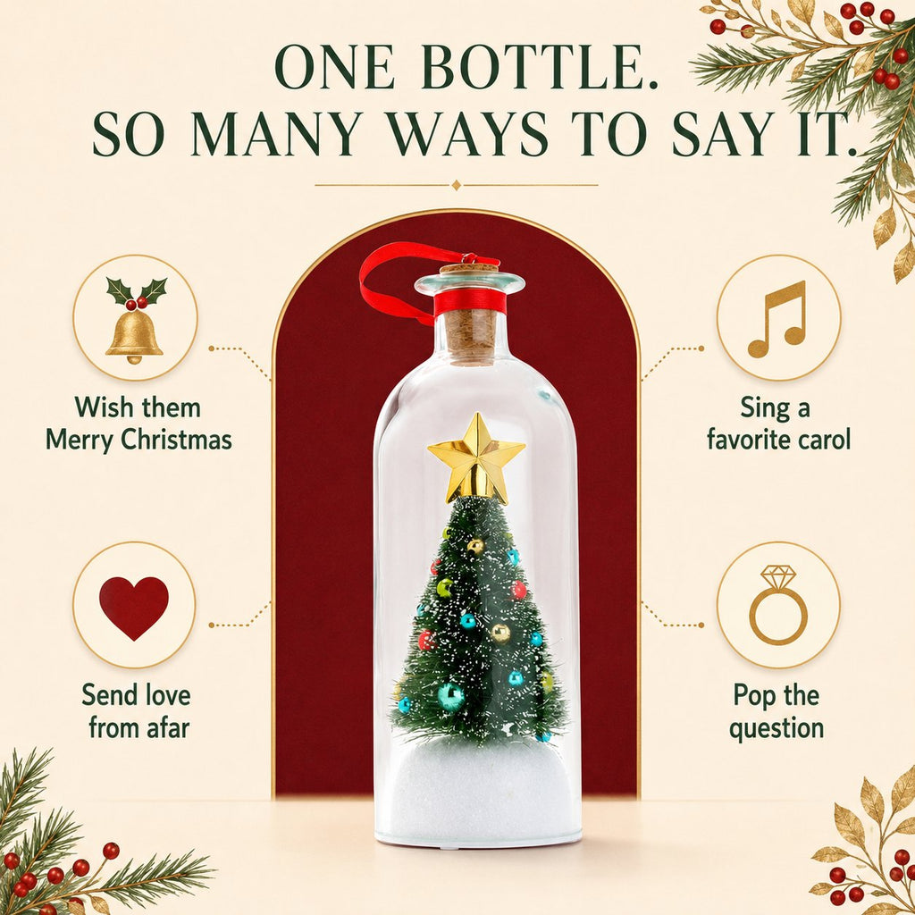 One bottle, many ways to say it: wish, sing, send love, propose